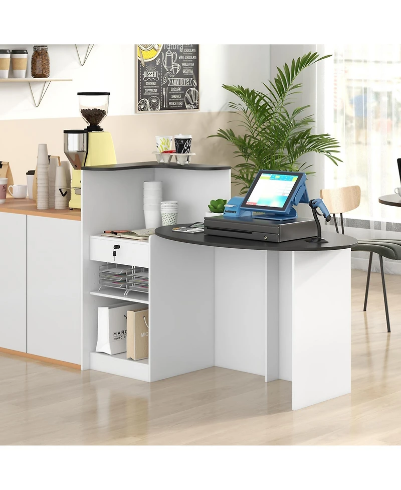 Slickblue Modern Reception Front Desk with Oval Tabletop Counter
