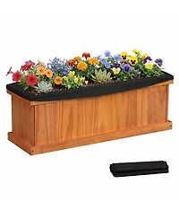 Gymax Wood Raised Garden Bed with Drainage Holes and Liner for Growing Flowers Herbs