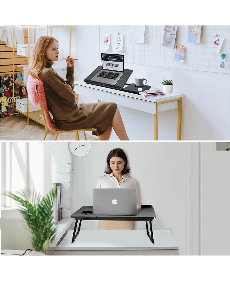 Gnuadz Laptop Desk Bed Couch Portable Stand Foldable Table Tray Cup Holder