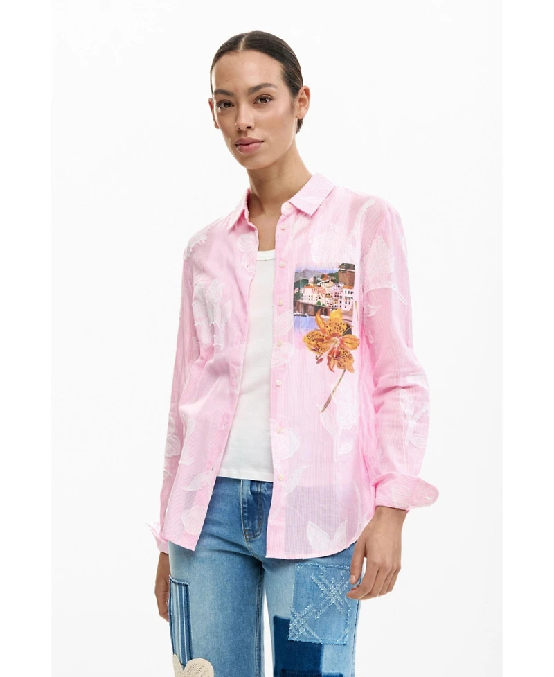 Desigual Women's Ruched zipper T-shirt