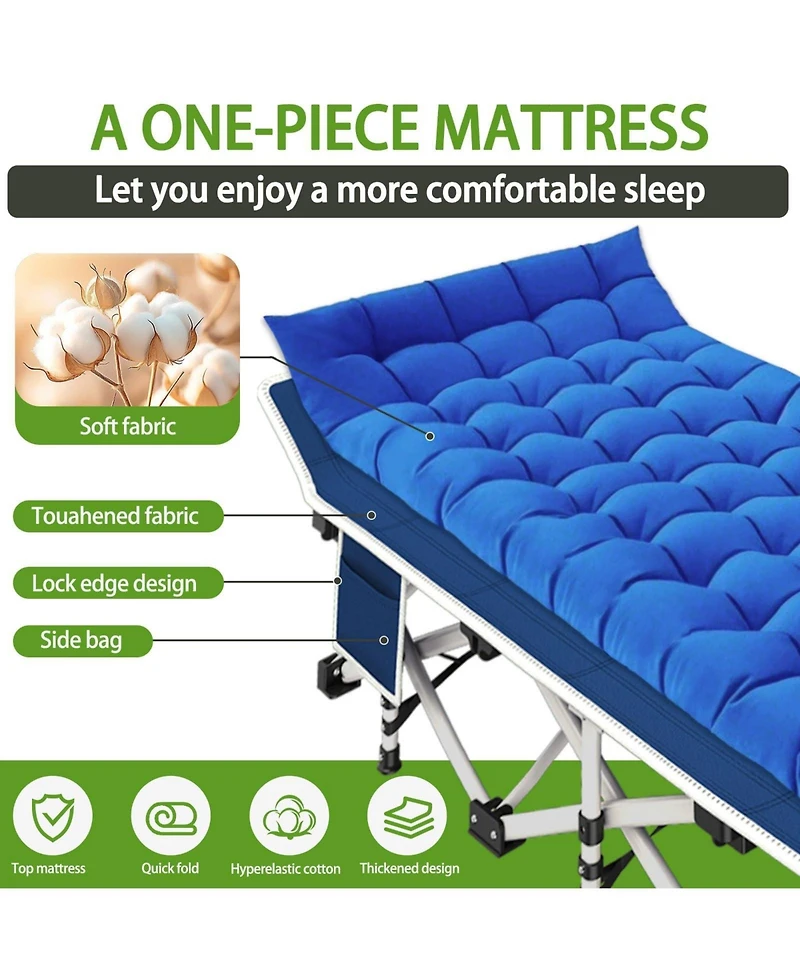 Gnuadz Camping Cot Folding Bed Heavy Duty with Pad Carry Bag Outdoor Recreation Gear