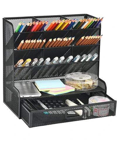 Gnuadz Mesh Pen Holder with Drawer Organizer