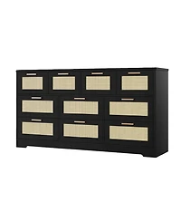 gaomon Wooden Dresser with Rattan Front and 10 Drawers for Bedroom