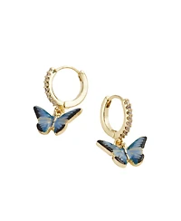Fable England Enamel Butterfly Huggie Earrings