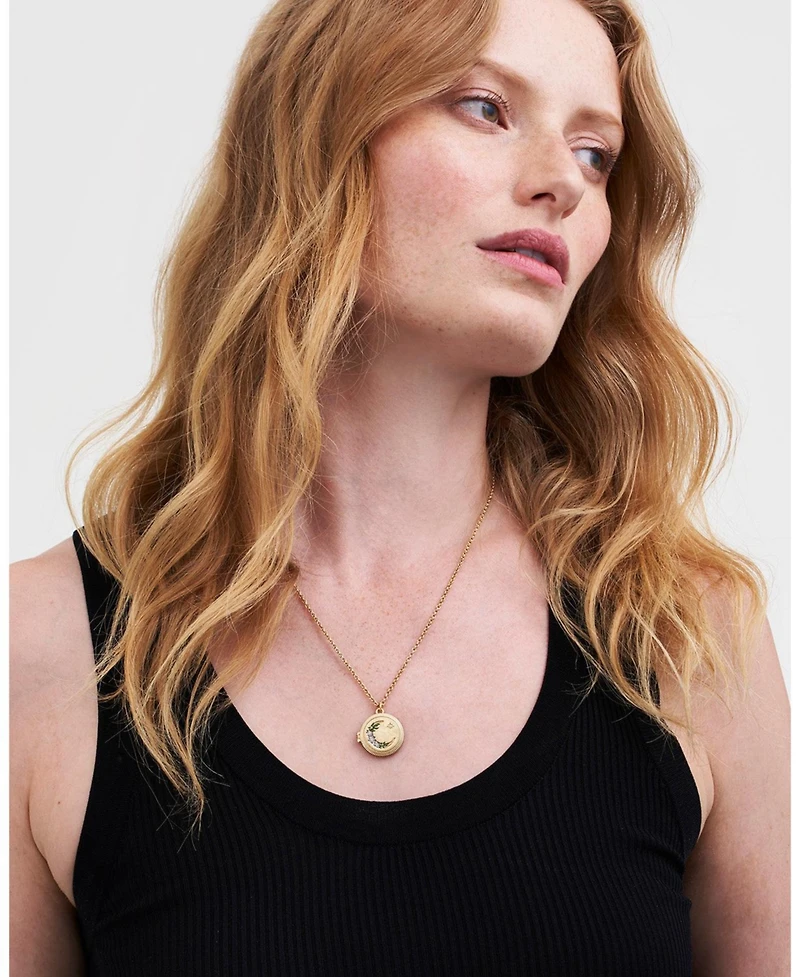 Fable England Nightshade Moon Gold Locket Chain Necklace