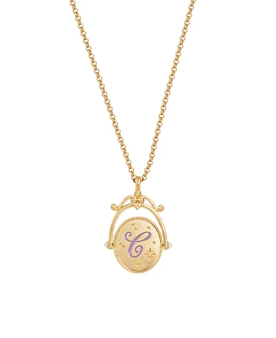 Fable England C Initial Cornflower Gold Spinner Chain Necklace