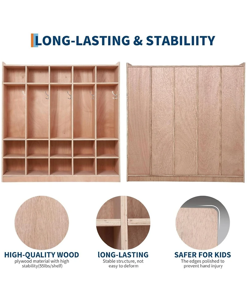 gaomon Wall Mounted Cubby Organizer with 15 Storage Compartments and Hooks