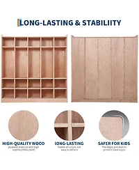 gaomon Wall Mounted Cubby Organizer with 15 Storage Compartments and Hooks