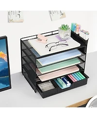 Gnuadz Desk Organizer 5-Tier Letter Tray Drawer Pen Holders File Storage
