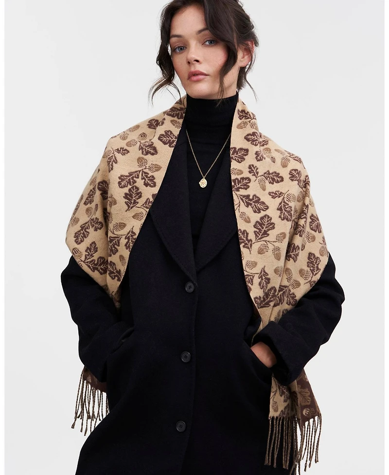 Fable England Chocolate Acorn Jacquard Scarf