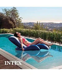 Intex Floating Recliner Inflatable Lake Lounge, Pool Float Chair w/ Cup Holders