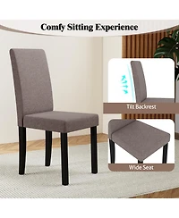 Gymax Dining Chair Set of 4 Fabric Upholstered Rubber Wood Legs Side Armless
