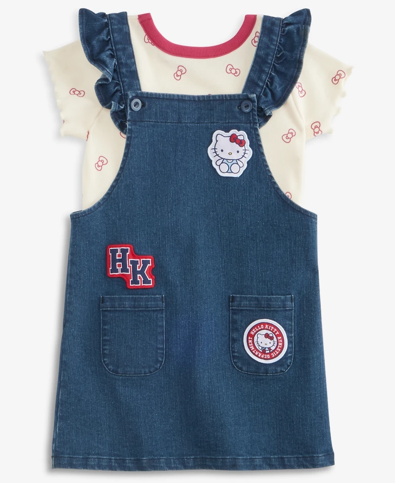 Hello Kitty Toddler Girls' 2T-6X T-Shirt & Denim Skirtall, 2-Piece Set