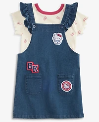 Hello Kitty Toddler Girls' 2T-6X T-Shirt & Denim Skirtall, 2-Piece Set