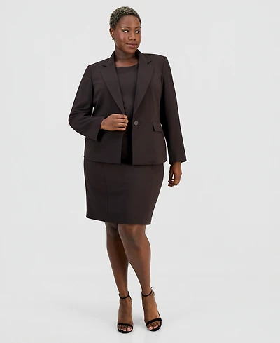 Le Suit Plus One-Button Peplum Jacket & Basic Sheath Dress