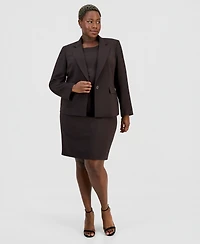 Le Suit Plus One-Button Peplum Jacket & Basic Sheath Dress