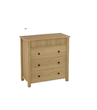gaomon Fluted 3 Drawer Dresser Nightstand Wooden Chest