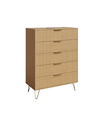 gaomon Modern Fluted Wood Dresser with 5 Drawers