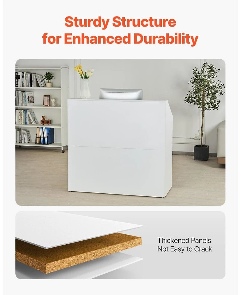 Sugift Reception Desk, 46 Inch Rectangular Front Counter Table for Office and Retail Use