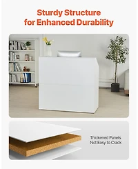 Sugift Reception Desk, 46 Inch Rectangular Front Counter Table for Office and Retail Use