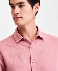 Alfani Men's Long-Sleeve Linen-Blend Stripe Dobby Shirt, Macy's Exclusive