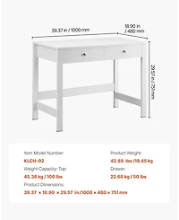 Sugift Small Desk with Drawers, Kids Desk for Bedroom, Modern Study Table, White