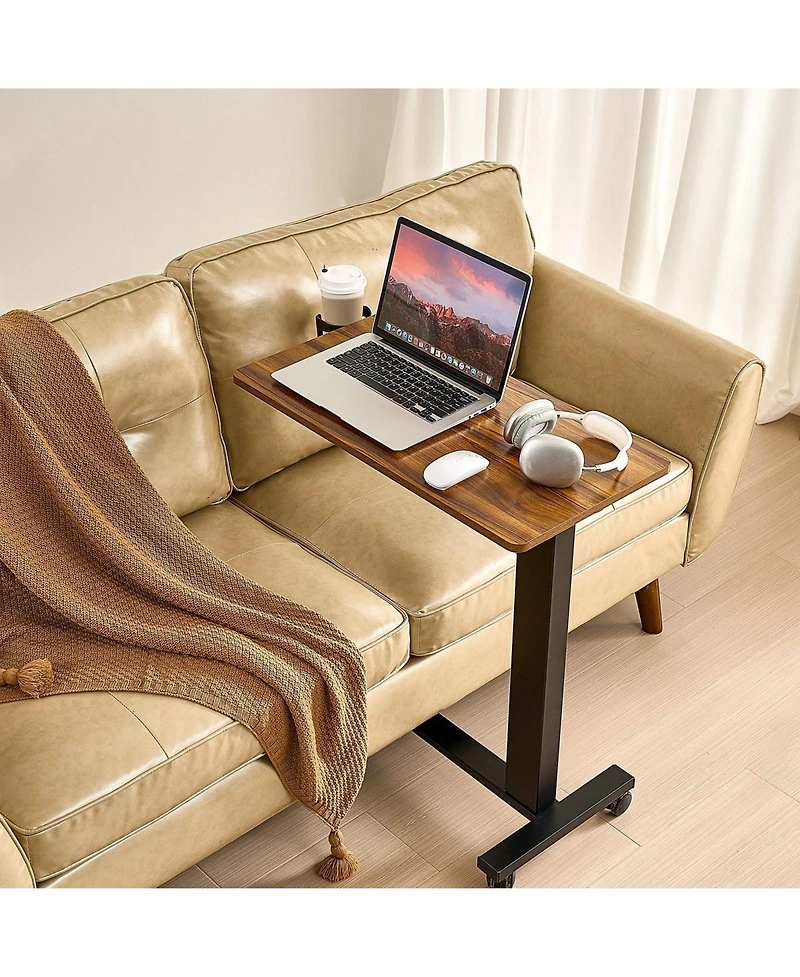 Sugift Overbed Table, Mobile with Electric Lift, Adjustable Height for Home or Office