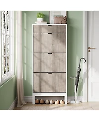 homfan Slim Shoe Cabinet with 3 Flip Drawers, Metal Legs for Hallway