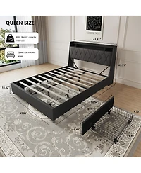 Streamdale Furniture Queen Bed Frame with Ergonomic Headboard