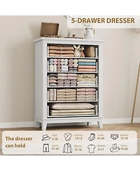 gaomon 5 Dresser for Bedroom, Tall Vertical Drawer Dresser with Large Storage, Freestanding Wooden Closet Chest for Bedroom, Living Room