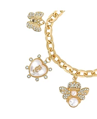 Juicy Couture Pearl & Icon Charm Bracelet, Gold Tone Link with Faux Pearls