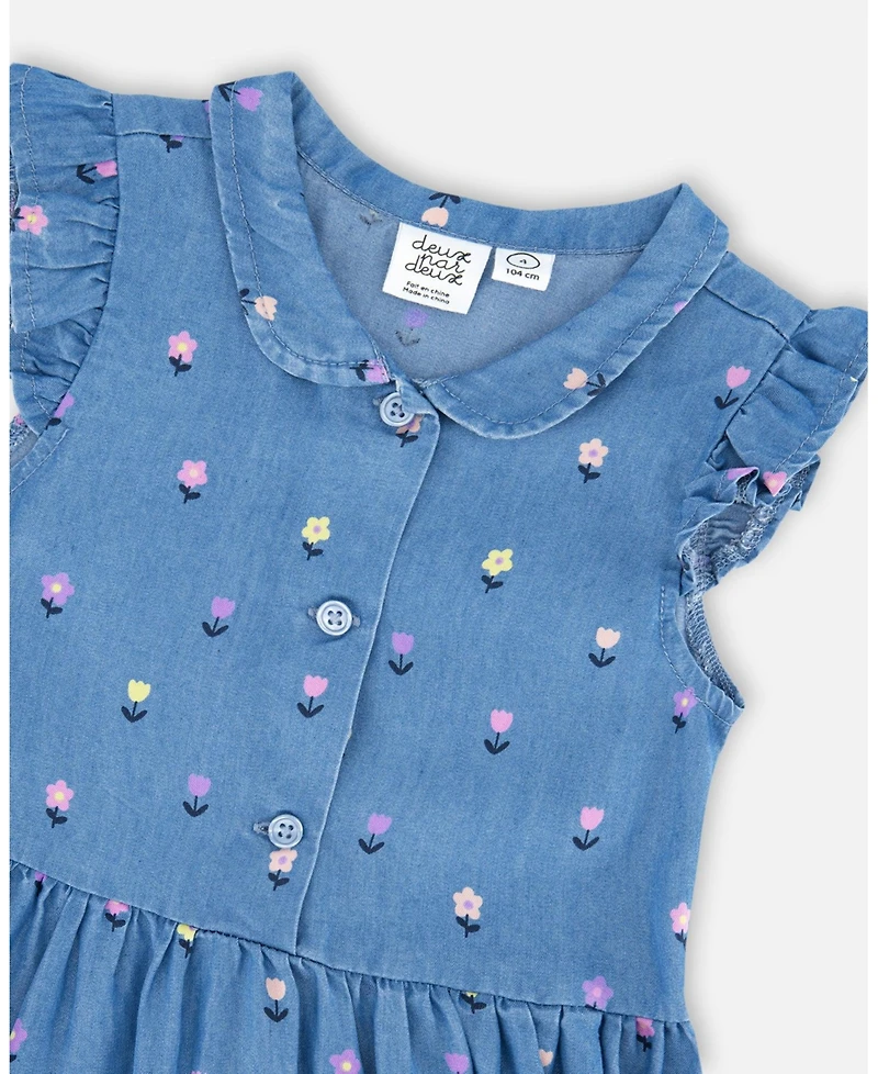 Deux par Deux Little Girls Sleeveless Button-Down Dress Flower Print