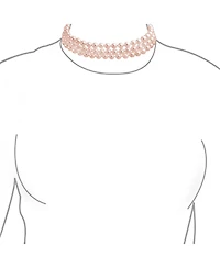 Bling Jewelry Pink White 3 Strand Wide Simulated Pearl Choker Collar Necklace