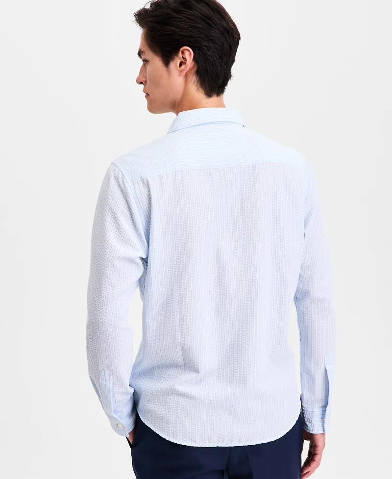 Alfani Men's Long-Sleeve Puckered Stripe One Pocket Shirt, Macy's Exclusive