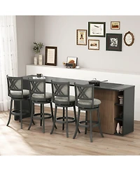 Gymax Swivel Bar Stools Set of w/ Soft-padded Back and Seat Sturdy Wooden Frame