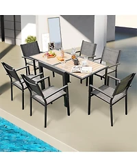 Gymax 31.5''-63'' Extendable Patio Table L-shaped Brace Included for Fixation Outdoor
