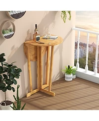 Gymax Outdoor Folding Bar Table w/ Oval Tabletop and Cross Base for Patio