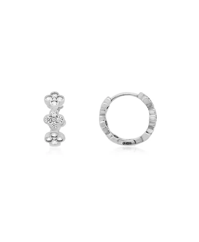 The Lovery Cz Clover Huggie Hoop Earrings Sterling Silver