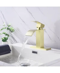 Busdays Waterfall Spout Bathroom Faucet Single Handle Bathroom Vanity Sink Faucet