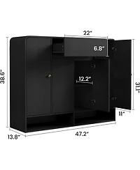 homfan Shoe Cabinet with 4 Doors and Drawer, 10 Tier Entryway Storage Open Bottom Shelf