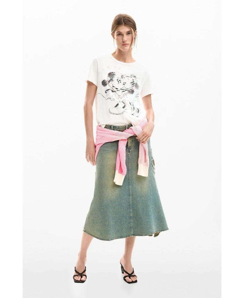 Desigual Women's Mickey and minnie Mouse heart t-shirt