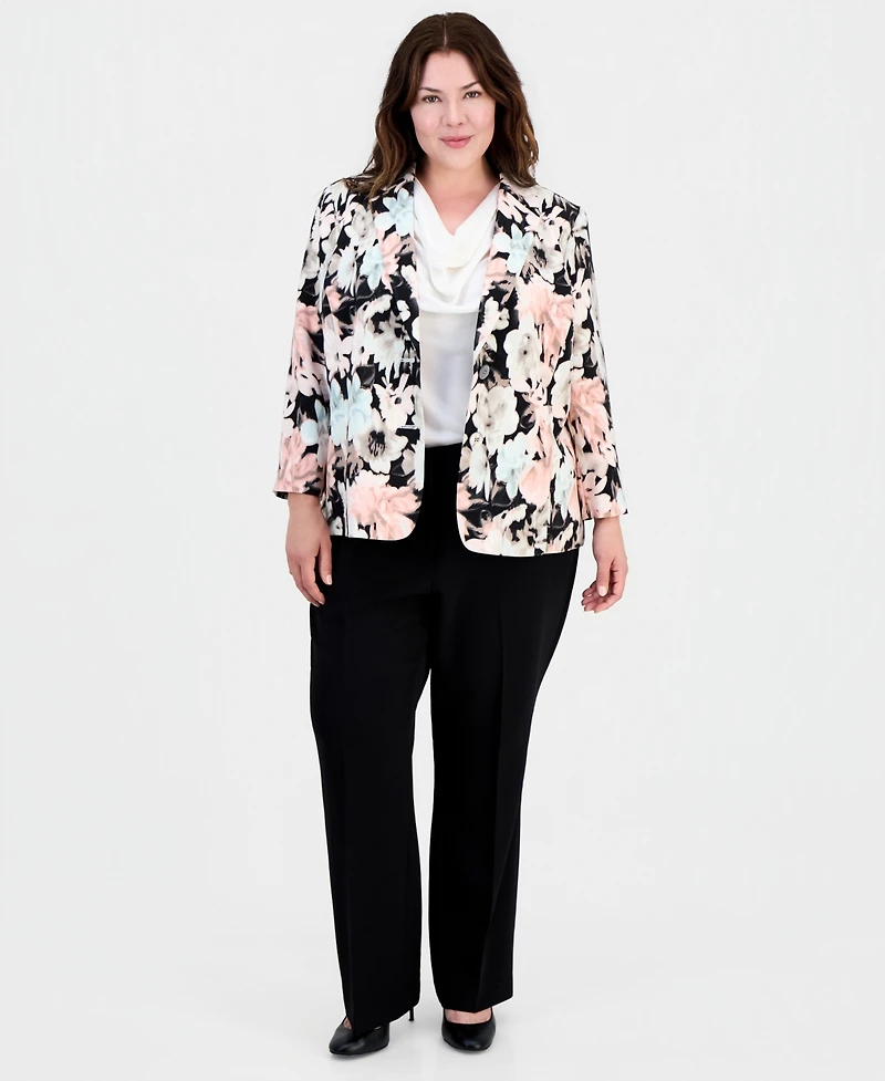 Kasper Plus Printed Two-Button Blazer