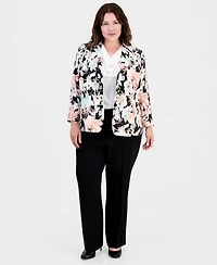 Kasper Plus Printed Two-Button Blazer