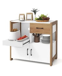 Sugift Kitchen Storage Cabinet with Drawer Pull Out Shelf and Doors