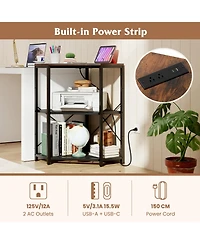 Sugift Corner Printer Stand with Power Outlet and Adjustable Shelf