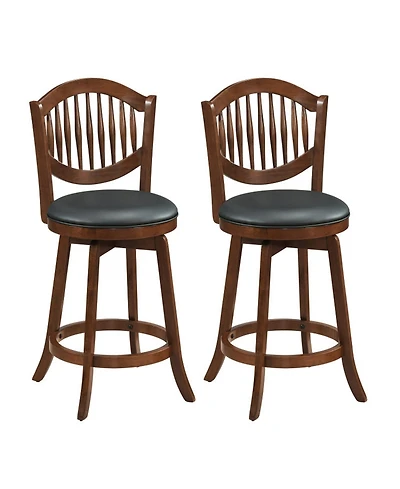 Gouun 25 in Swivel Upholstered Faux Leather Counter Height Bar Stools Set of 2