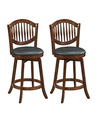 Gouun 25 in Swivel Upholstered Faux Leather Counter Height Bar Stools Set of 2