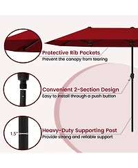 Sugift 13 ft Double Sided Patio Market Umbrella with Crank Handle