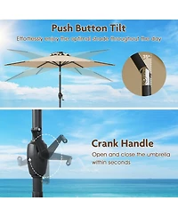 Sugift 7.5 ft Solar Powered Patio Umbrella with Led Lights and Crank