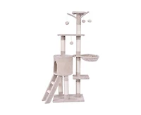 Zeus and Ruta 56 Inch Cat Play Tree with Condo Scratching Posts and Ladder for Indoor Cats